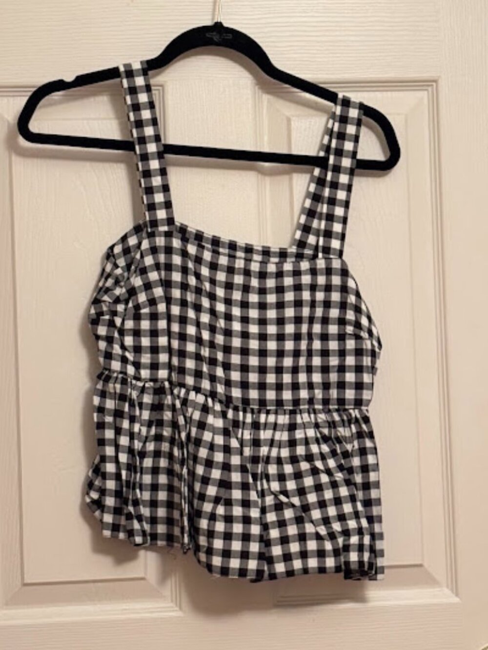 Gingham Peplum Tank Top